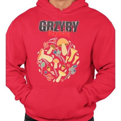 BLUZA Z KAPTUREM grzybowa GRZYBY WZYWAJĄ